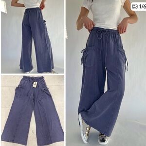 Easel NWT Wide Leg Drawstring Pants in Blueberry SZL